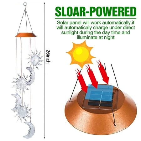 Monsiter QE Solar/ Wind/ Chimes LED/ Color/ Changing/ Wind/ Chime/ Outdoors/ Decoration/ Unique/ Waterproof/ Wind/ Chimes/ for/ Outside/ Garden Hanging/ Lights/ Gifts/ for/ Mom